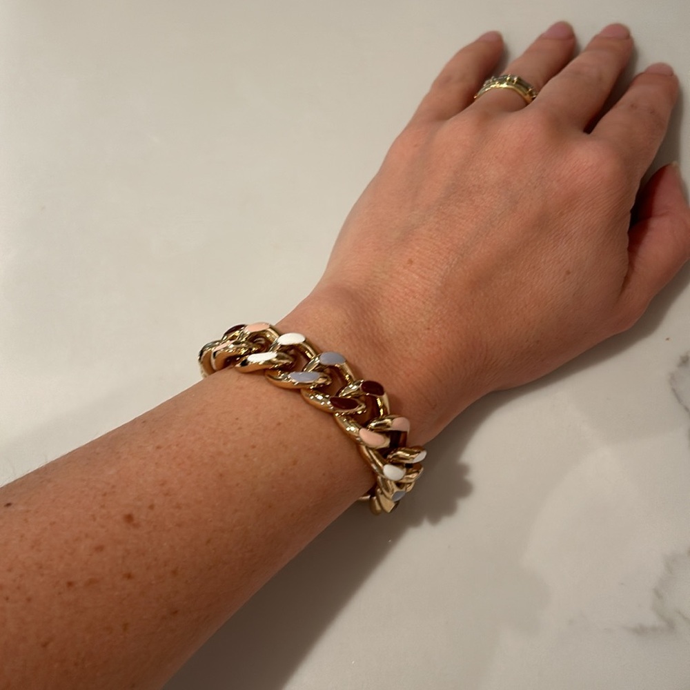 Ann Taylor gold link bracelet with colored enamel embellishment. - Picture 4 of 4